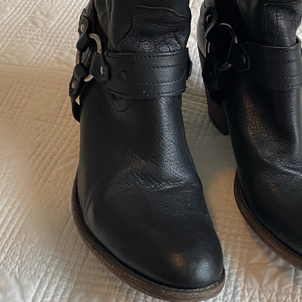 Frye Black Leather Harness Boots - Picture 6 of 9